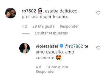 Románticos mensajes de Violeta Isfel y su esposo.
