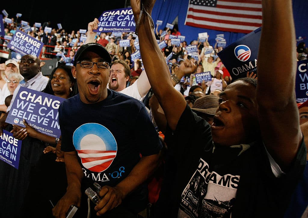 Simpatizantes de Obama en Raleigh, Carolina del Norte, en 2008
