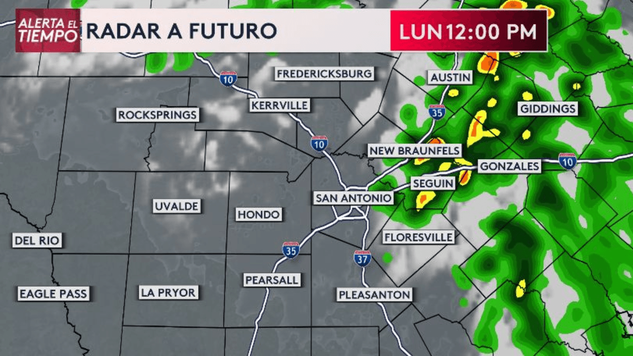 Este es el radar que se prevé para las 12 pm del tiempo en el centro de Texas.