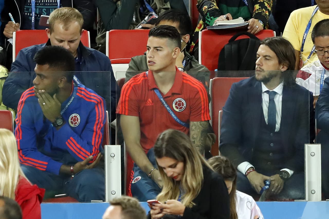 James Rodríguez vio el partido desde las tribunas del estadio y lo sufrió como un aficionado más.