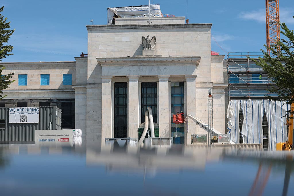 Las obras de renovación en una parte de un edificio de la Reserva Federal en Washington DC.