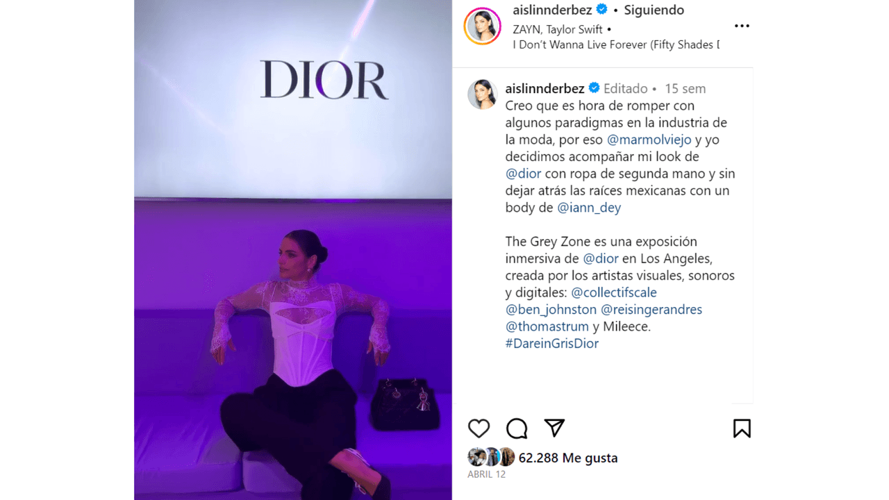 Aislinn Derbez defendió su look de segunda mano