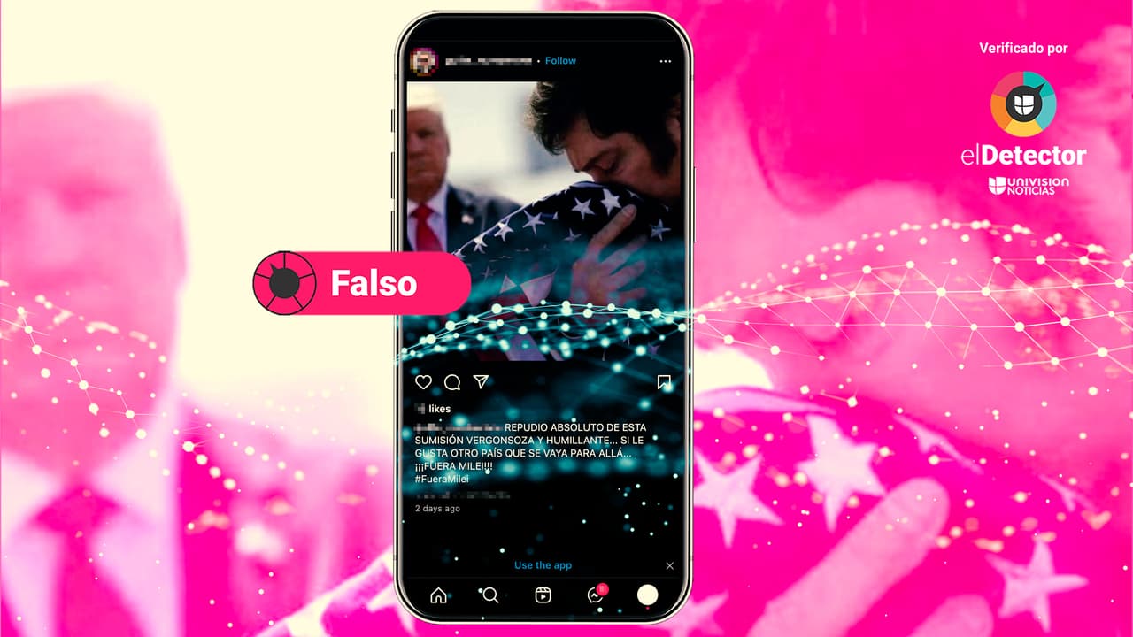 Esa fotografía que muestra a Javier Milei besando una bandera estadounidense es falsa: fue hecha con IA