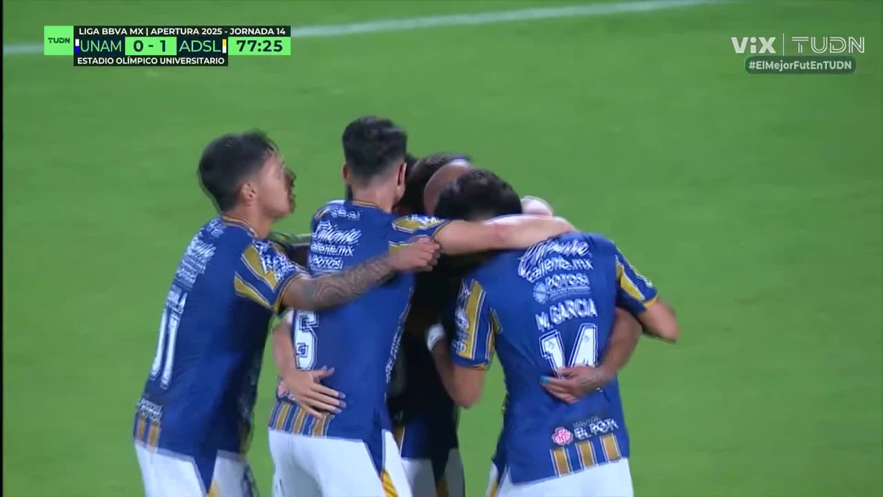 ¡Gol de San Luis! Salles-Lamonge aprovecha el rebote y perfora el arco de Pumas