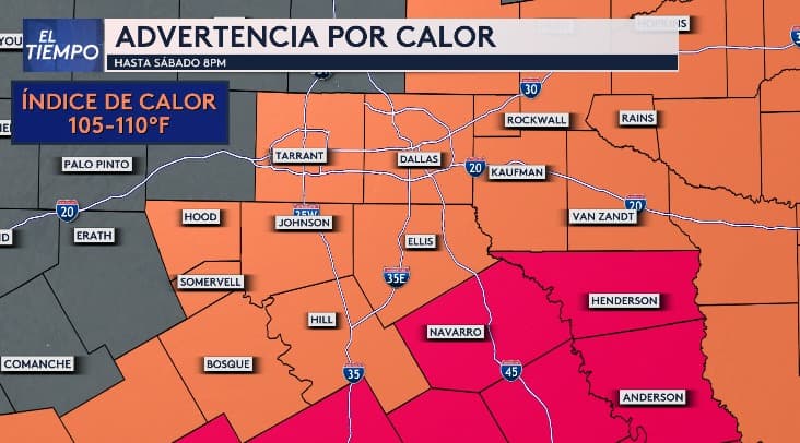 Extienden la advertencia por calor para el norte de Texas, incluye Dallas - Fort Worth