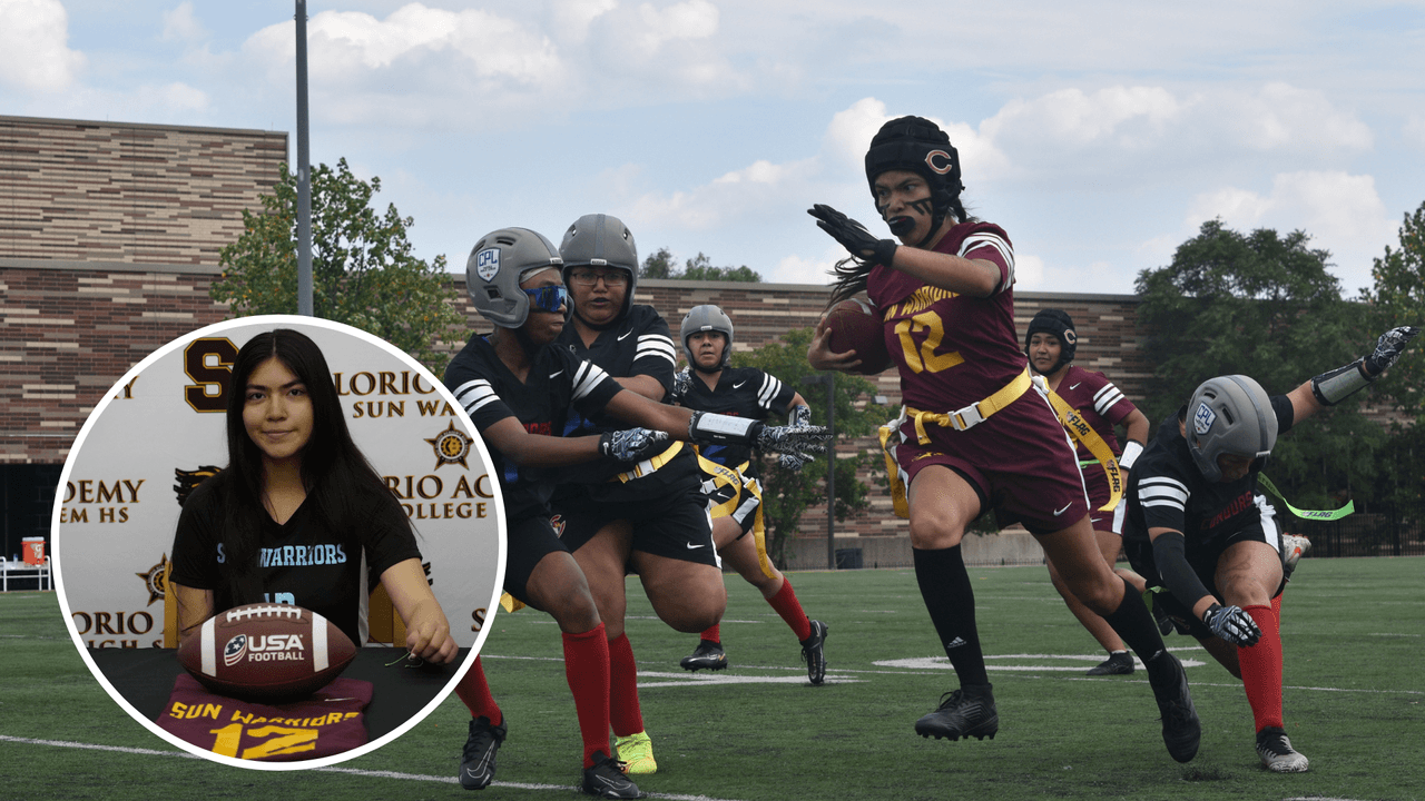 Hace historia: estudiante hispana recibe beca universitaria por jugar “flag football”