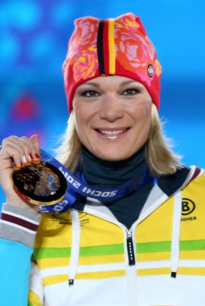 La alemana Maria Höfl - Riesch, de 29 años, es una alpinista de oro.