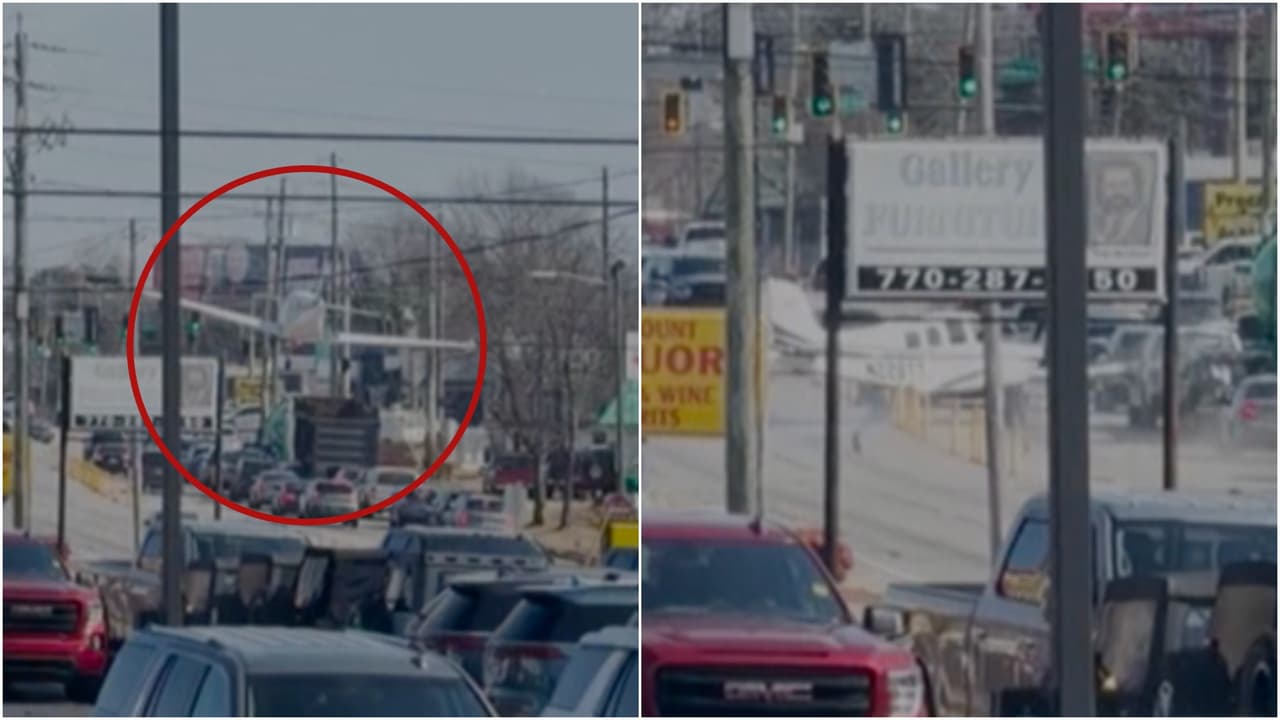 Así fue el aterrizaje forzoso de una avioneta en plena carretera de Georgia