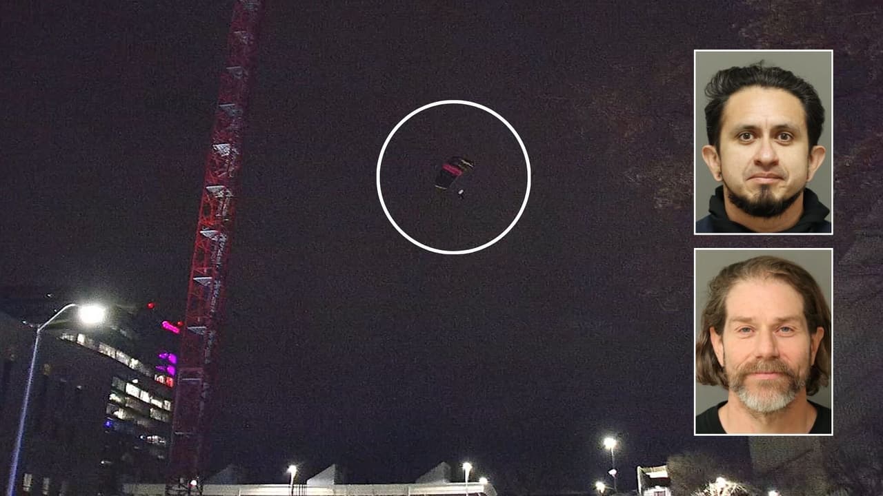 Dúo se lanza desde una grúa, vuela por el centro de Raleigh y queda arrestado: ¿Cuánto les costó?