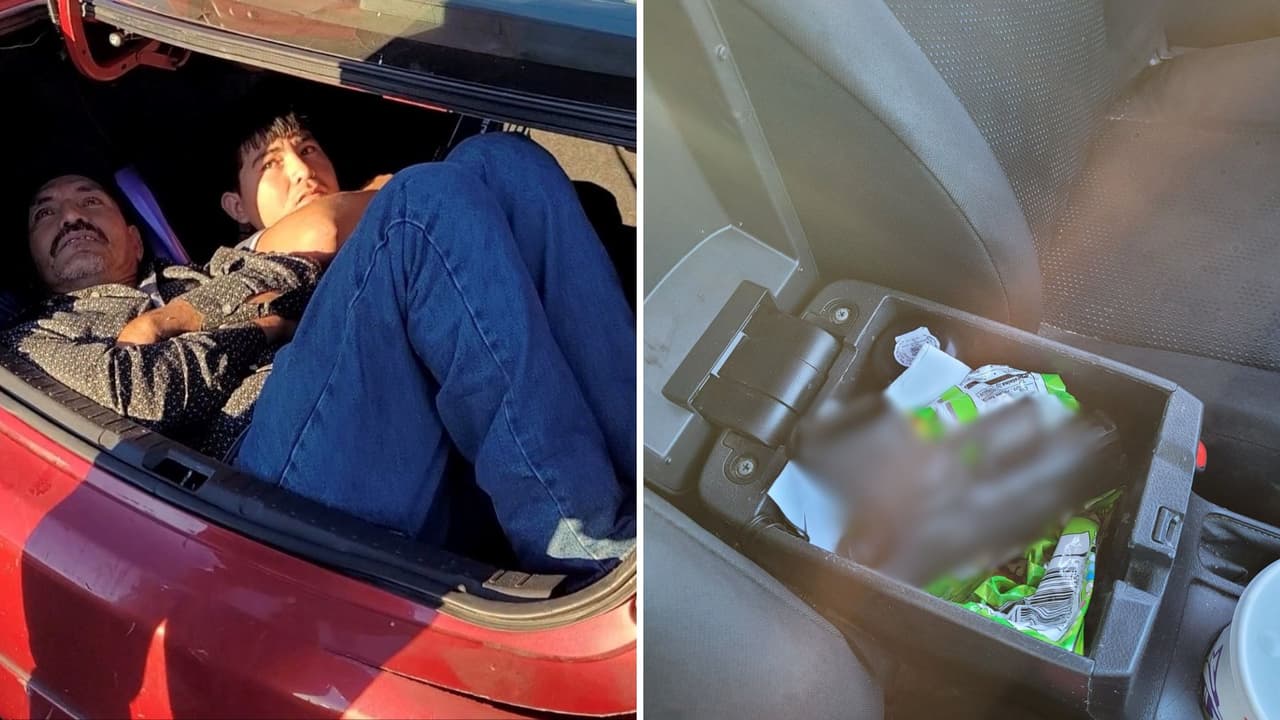 Hallan a un menor y dos migrantes ocultos en una cajuela durante operativo en California; detienen al conductor
