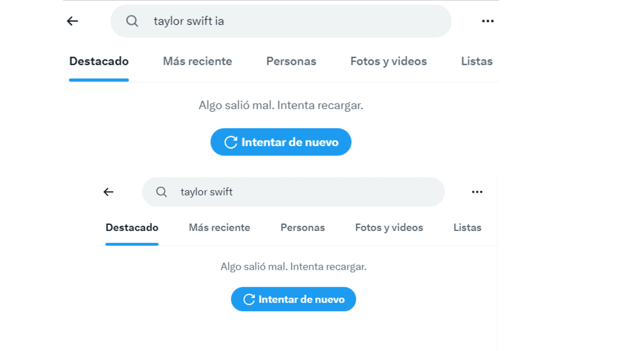 X (Twitter) bloquea las búsquedas de Taylor Swift, tras la difusión de imágenes explícitas creadas con IA.