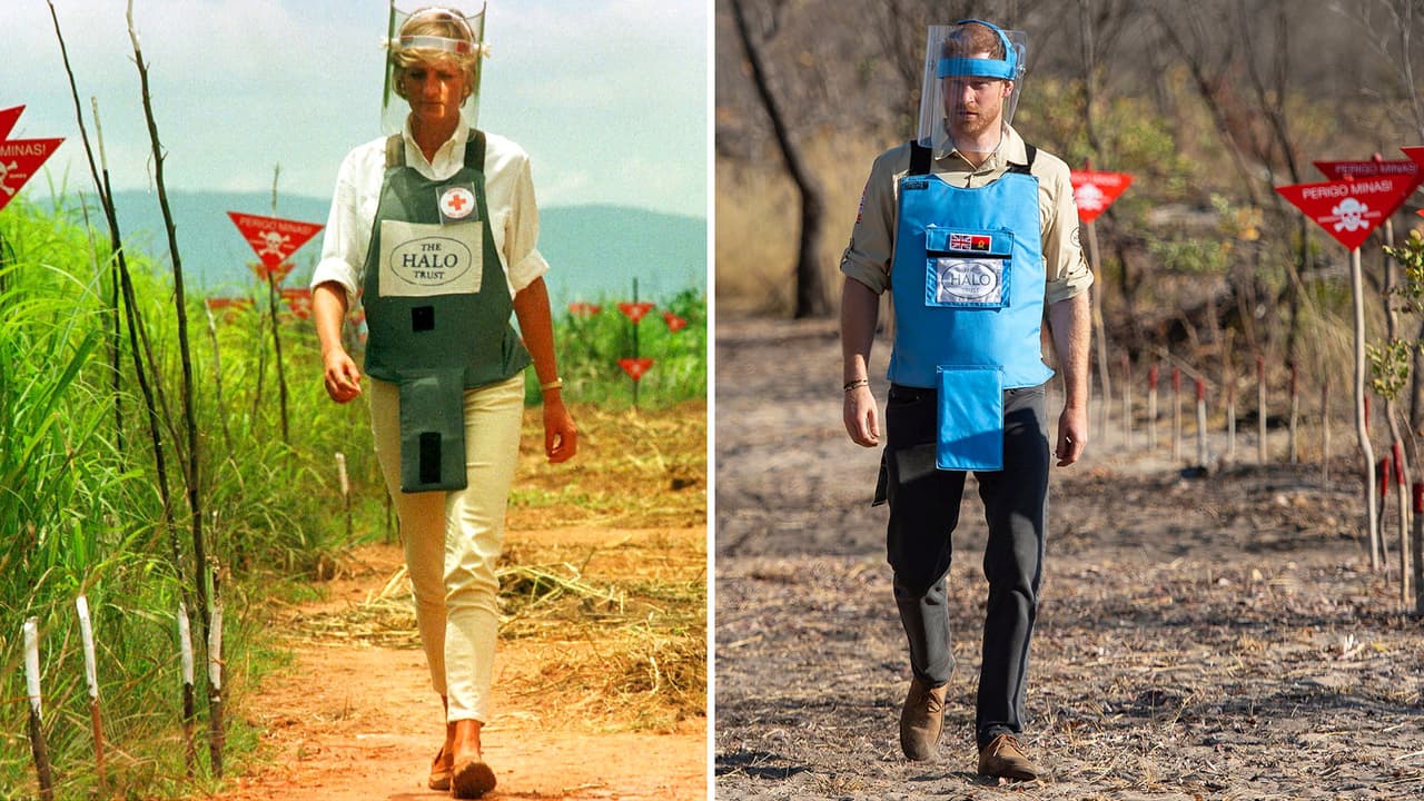 Las fotos del príncipe Harry caminando por el mismo campo minado que la princesa Diana ayudó a cambiar hace 22 años