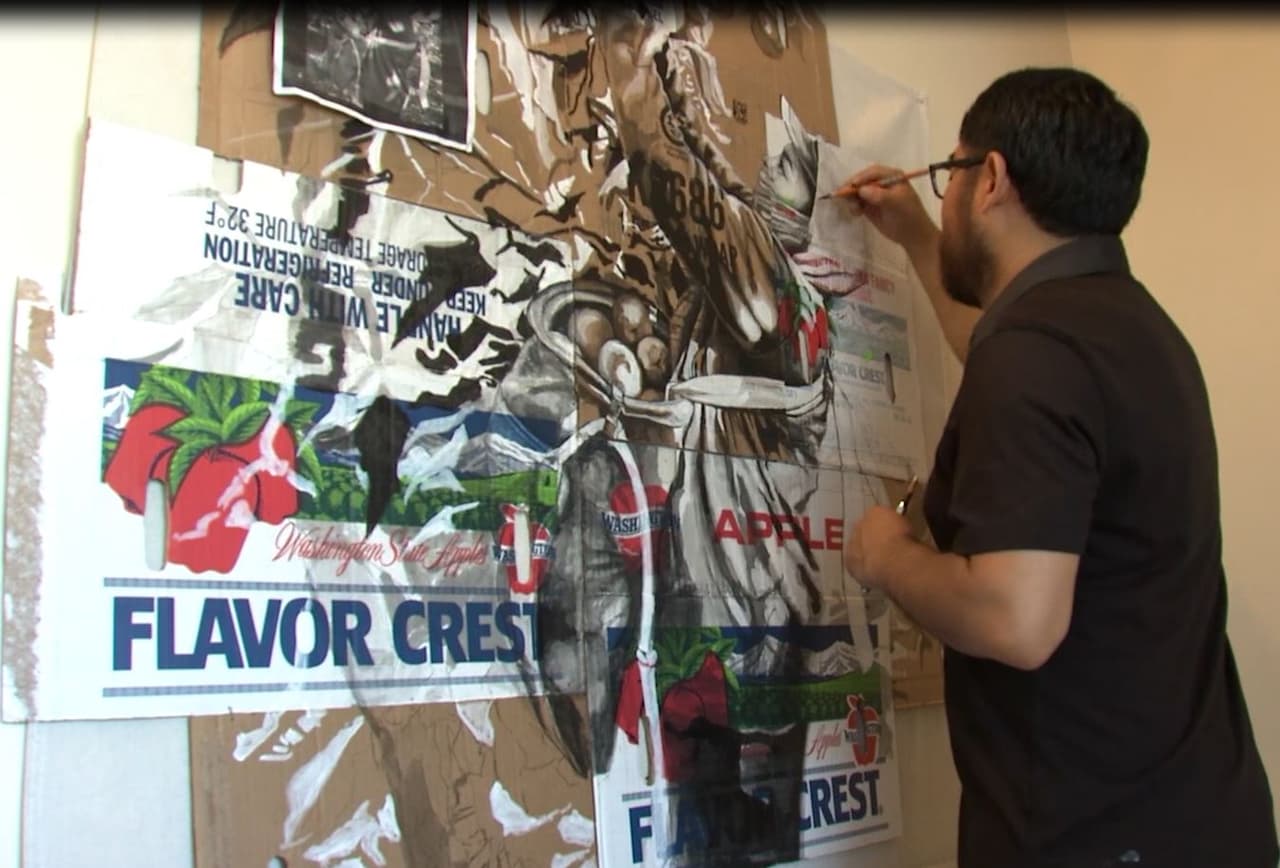 Y su talento lo llevó a combinar el arte con las historias de miles de personas que a diario trabajan en los campos.