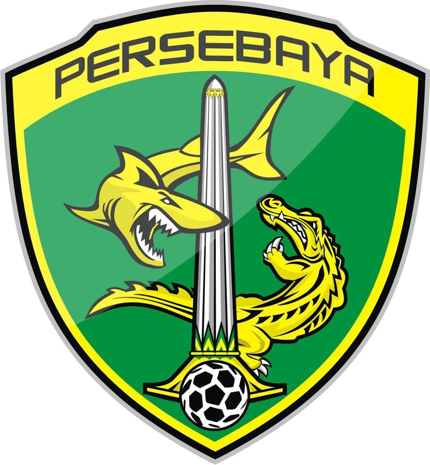 <b>Persebaya F.C. (Indonesia) - </b>la lucha de un tiburón con un cocodrilo es protagonista del escudo de este popular equipo asiático. Además, el obelisco le da un toque especial.