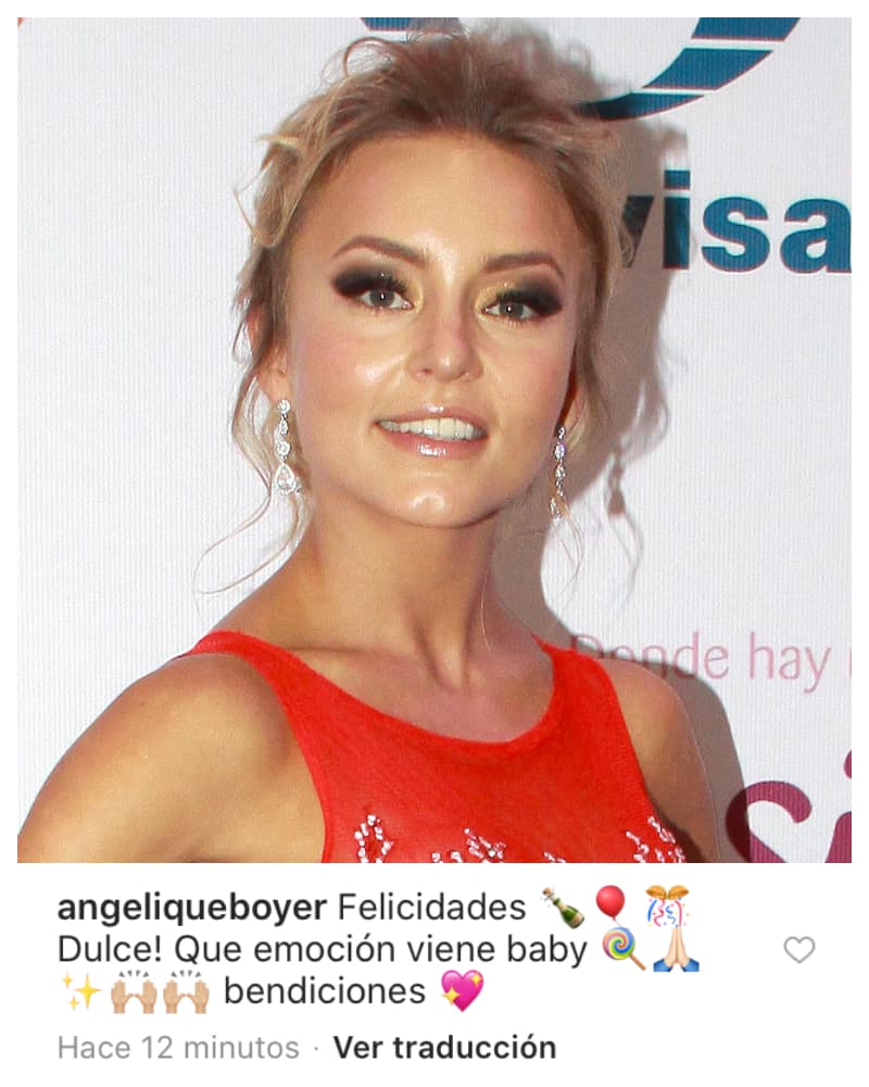 Una 
<b><a href="https://www.univision.com/famosos/ya-sabemos-quien-le-llena-la-cara-de-besos-a-sebastian-rulli-cuando-angelique-boyer-no-esta-en-casa-video" target="_blank">de las primeras en felicitarla fue Angelique Boyer</a></b>, quien también fue su compañera en el melodrama juvenil.