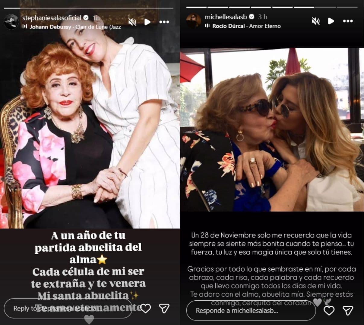 Stephanie y Michelle Salas le dedicaron mensajes a Silvia Pinal.