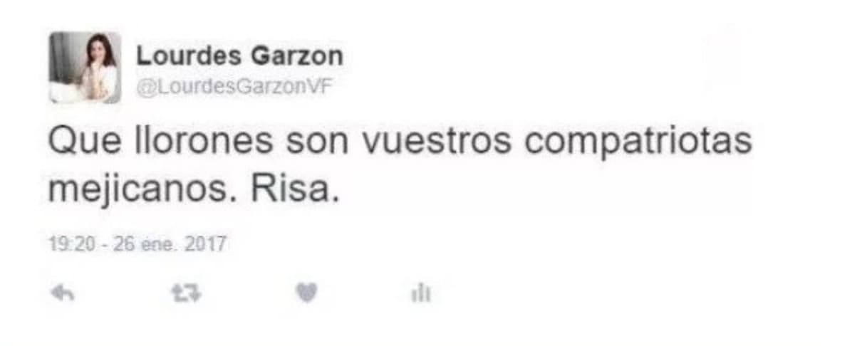 Este sería el tuit que Lourdes Garzón publicó y luego borró.