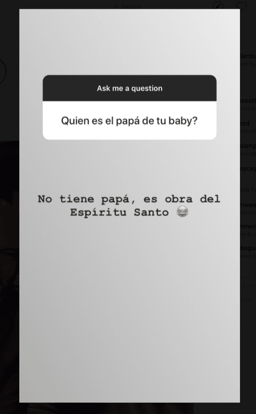 Cuando le preguntaron quién era el padre de su bebé, la modelo contestó: "No tiene papá, es obra del Espíritu Santo" y también aclaró que no se llama Adriel, sino Berlín.