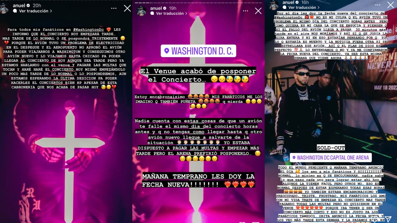 Anuel publicó estos mensajes para explicar cómo ocurrió el incidente del avión en el que viajaría.