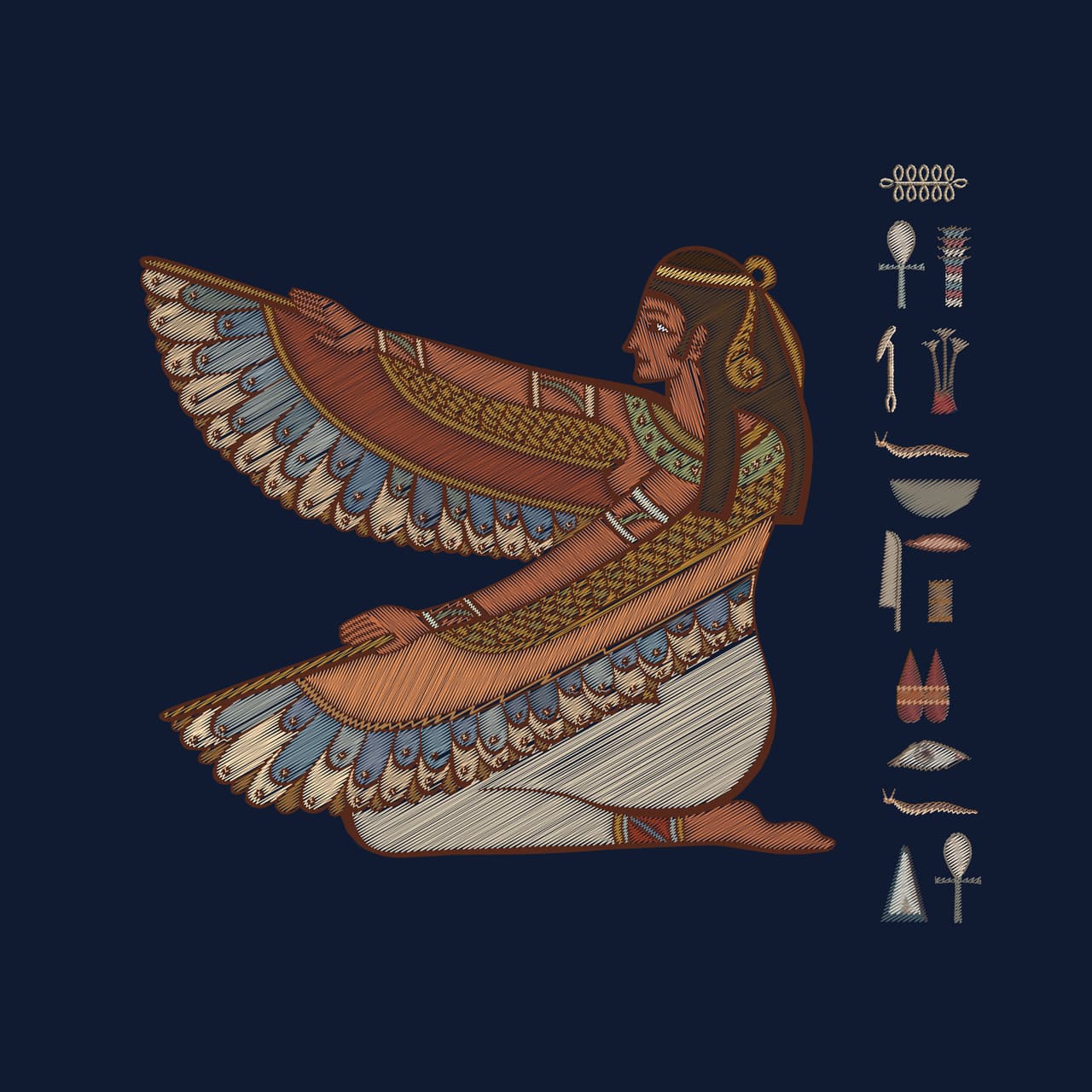 <b>Maat (16 de septiembre a 15 de octubre)</b>
<br>Diosa de la verdad y la justicia. Sus hijos astrológicos poseen un gran sentido de la justicia, son nobles y fuertes pero afables y simpáticos. Necesitan demasiado de opiniones ajenas antes de tomar decisiones. Diosa de la sabiduría, la justicia, la verdad, la armonía, la piedad y el orden.