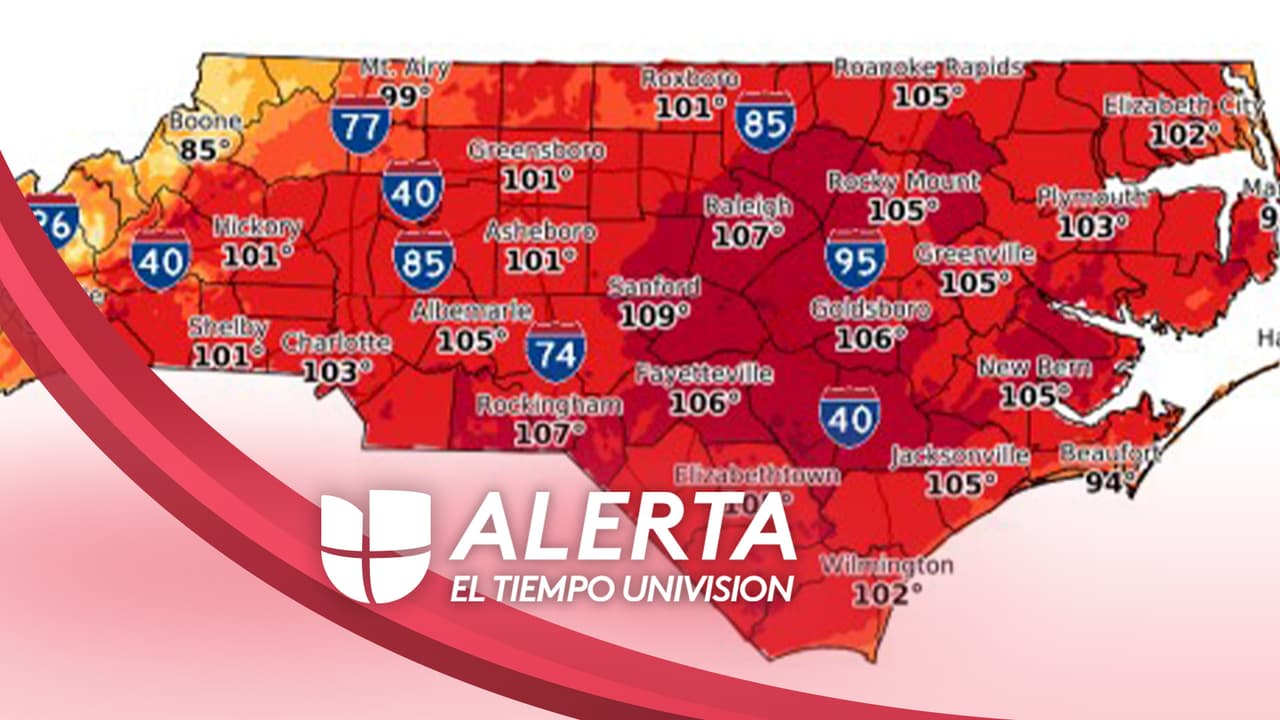 Calor extremo el lunes en Carolina del Norte: temperaturas se sentirán en los 107 °F