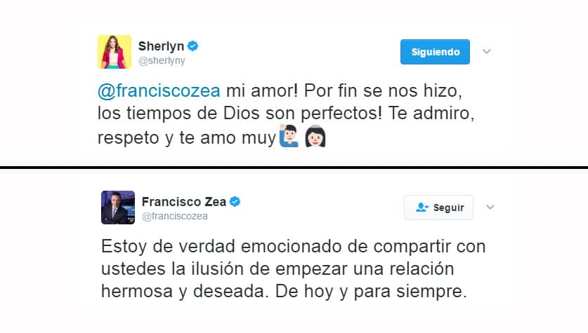 Ambos publicaron su relación en sus respectivas cuentas de Twitter, desatando la euforia de sus fanáticos.