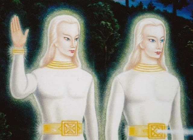 Se les describe como seres de más de dos metros de altura, parecidos a los humanos de las regiones nórdicas - escandinavas, pero con una larga cabellera rubia o dorada, con grandes ojos azules achatados y piel bastante pálida.