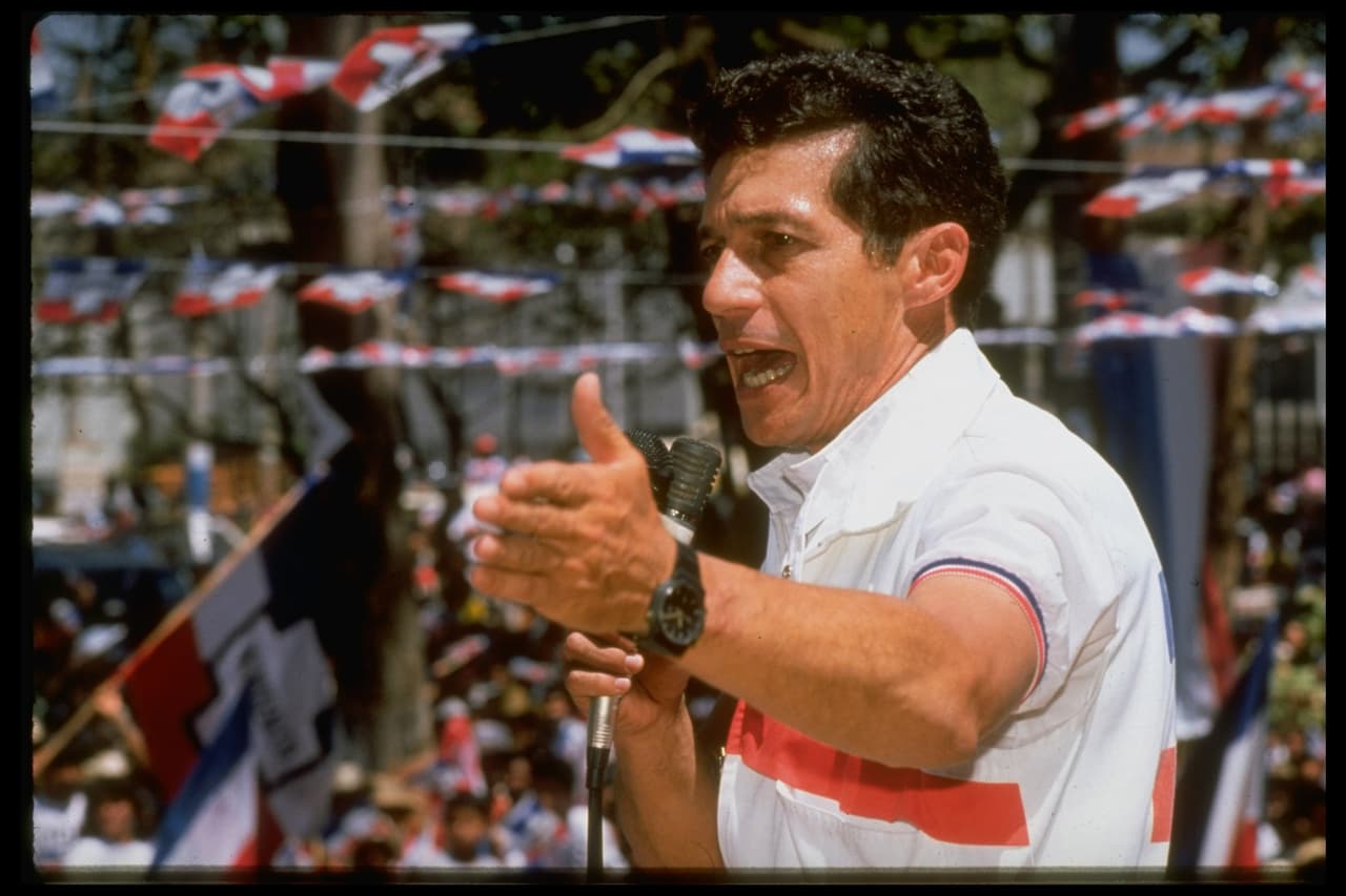 ARENA Party ldr. Roberto D'Aubuisson campaigning in Sonsonate before losing election to Alfredo Cristiani, El Salvador. (Photo by Cindy Karp/The LIFE Images Collection/Getty Images)