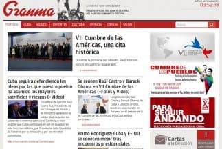 La portada de la web de Granma de este domingo.