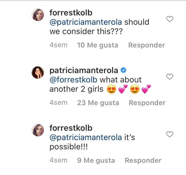 La pregunta no quedó en el aire y la cantante respondió: 
<b><a href="https://www.univision.com/famosos/patricia-manterola-jamas-penso-que-uno-de-sus-hijos-seria-quien-le-daria-el-mayor-consuelo-fotos" target="_blank">"¿Qué tal otras dos niñas?"</a></b>
<a href="https://www.univision.com/famosos/patricia-manterola-jamas-penso-que-uno-de-sus-hijos-seria-quien-le-daria-el-mayor-consuelo-fotos" target="_blank">. </a>
<br>