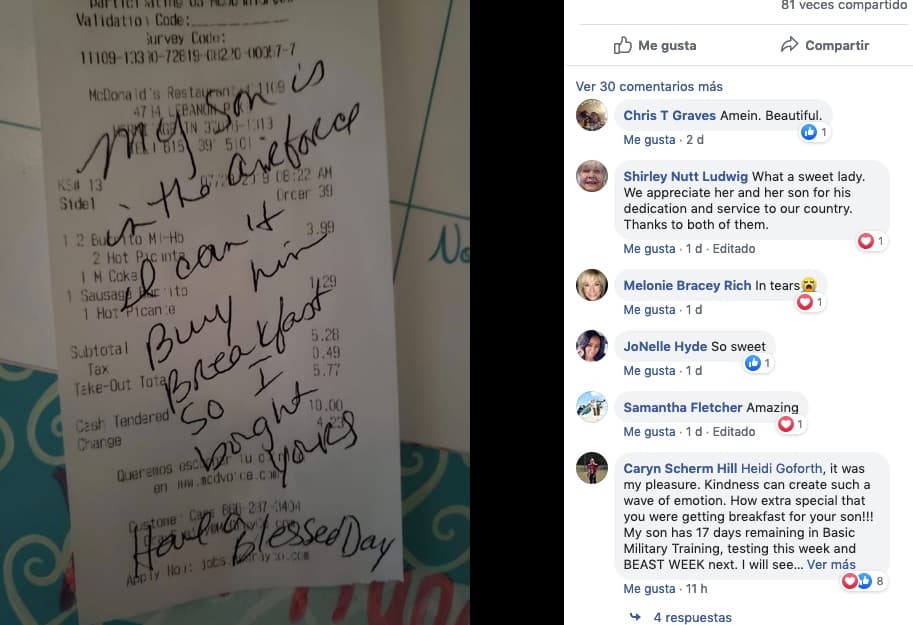 Una mujer regaló un desayuno a una desconocida: su historia se hizo viral por la razón que le dio