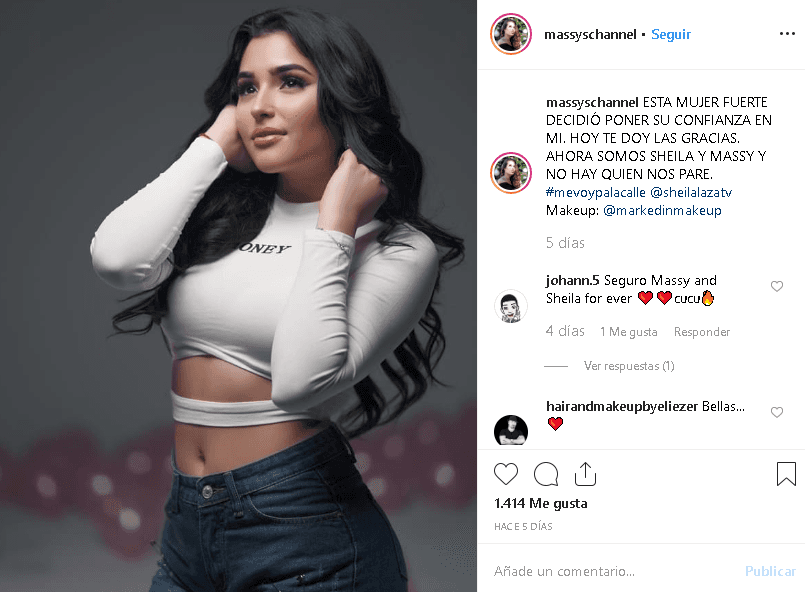 Massy le escribió a Sheila: “Esta mujer fuerte decidió poner su confianza en mí. Hoy te doy las gracias. Ahora somos Sheila y Massy y no hay quien nos pare”.