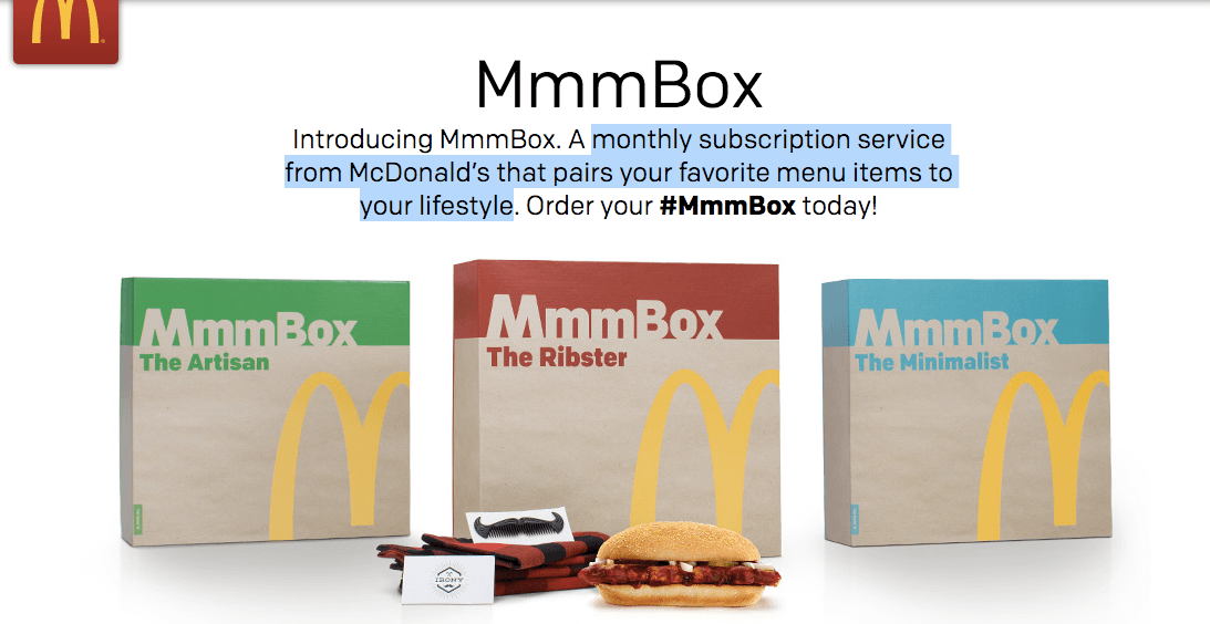 McDonalds quería un servicio mensual de enviarte comida. ¿No se te antoja?