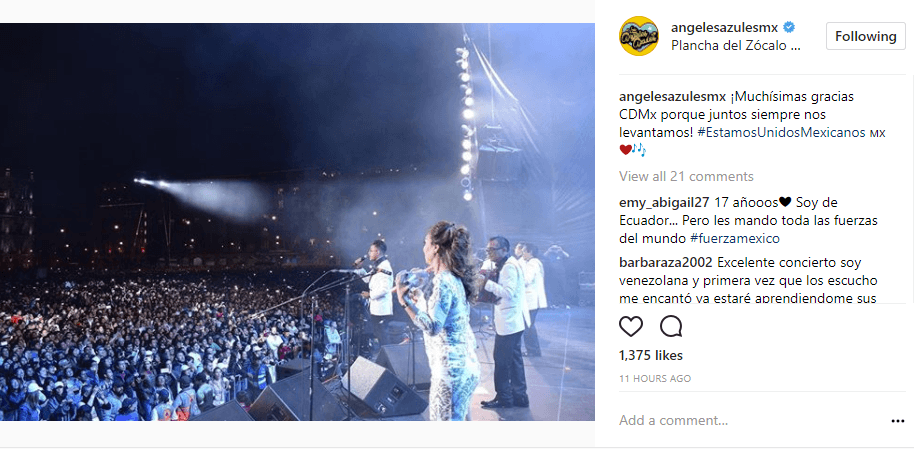 A través de sus redes sociales, Los Ángeles Azules agradecieron a los asistentes con esta imagen donde se lee: "¡Muchísimas gracias a CDMX porque juntos siempre nos levantaremos!".