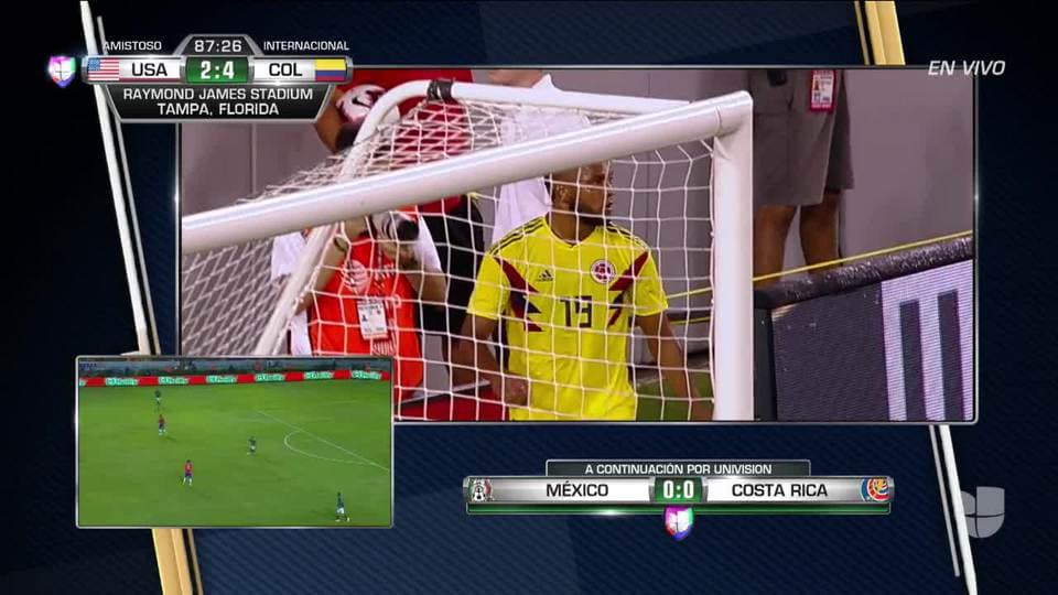 Tiro desviado de Miguel Borja