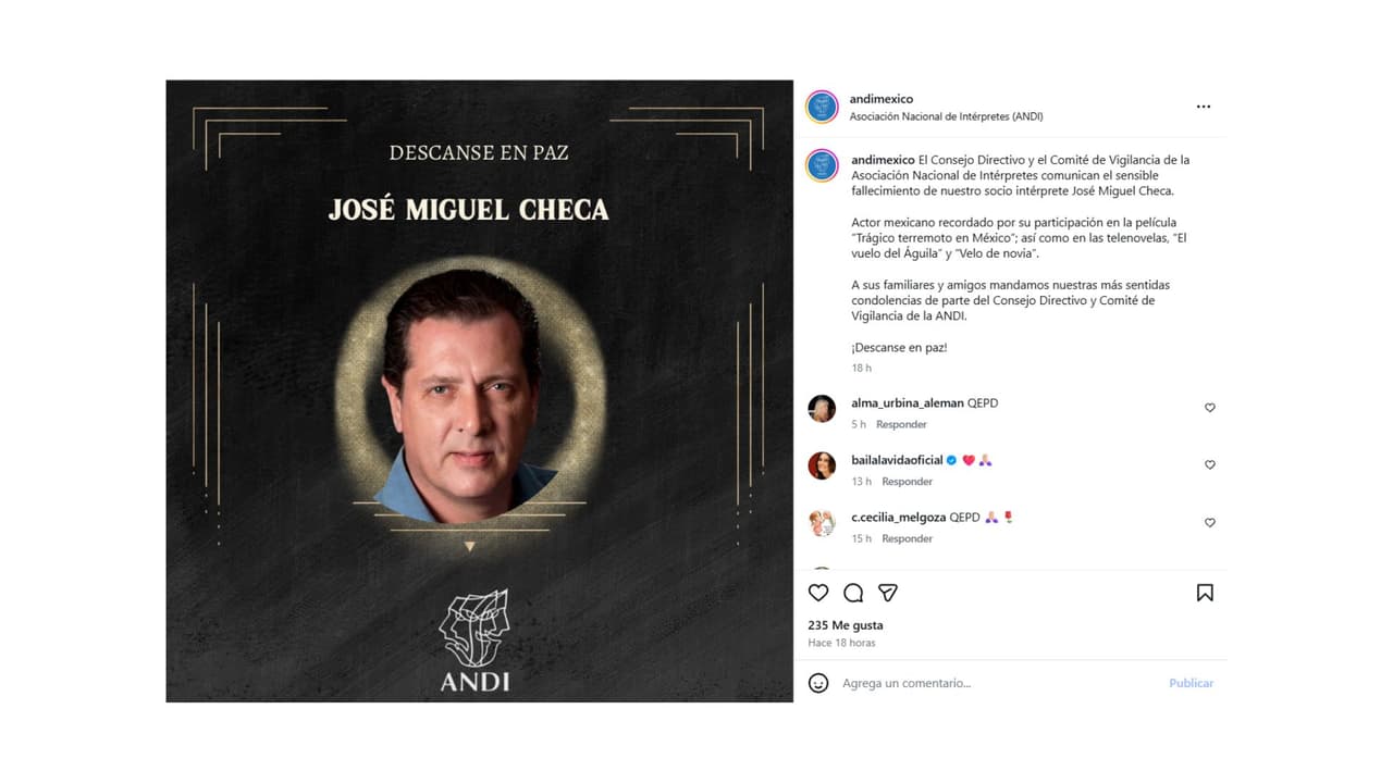 Así se reportó la muerte del actor José Miguel Checa.