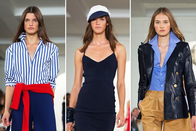 En su presentación durante el NYFW regresa a los básicos veraniegos con un estilo náutico y lleno de elegancia. Colores neutros combinados entre sí y renovados haciendo uso de los 'color blocks' en accesorios y prendas clásicas. Los diseños más elegantes incluyen 'maxi dresses', 'jumpsuits', 'culottes', 'leather jackets' en color camello y conjuntos de color sólido. Si duda una colección que invita a embarcarse en un viaje por el mediterráneo. Diseñador Ralph Lauren. NYFW, Spring/Summer 2016 - 09/17/2015