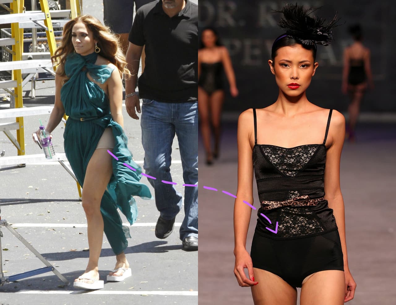 Jennifer López es una de las que más ha sido captada usando una de éstas prendas maravilla que hacen que cada look pase de verse "bien" a lucir "espectacular". Esta es una
<b>faja para muslos.</b>