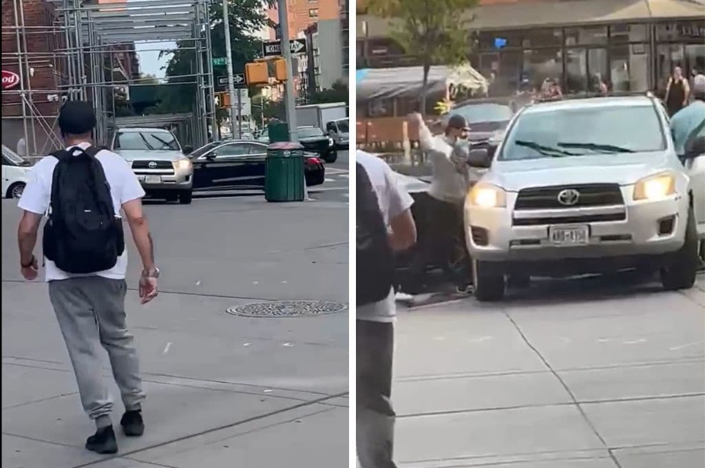 Sospechosos chocan camioneta y suben a banqueta durante robo en Manhattan