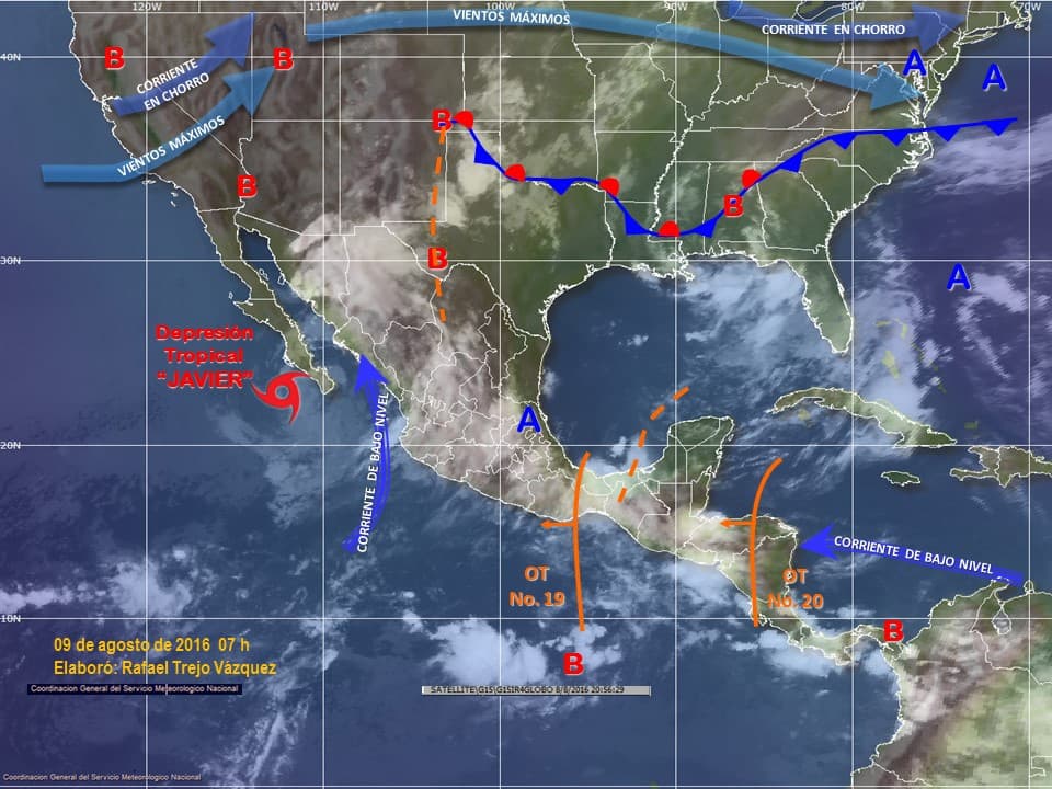 El avance de la depresión tropical Javier.