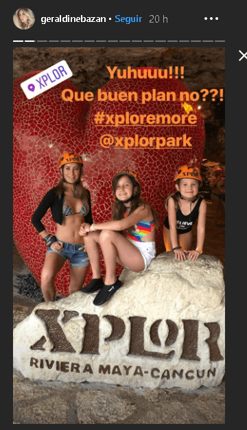 Bazán y sus hijas recorrieron cuevas, nadaron y se subieron a varias tirolesas en la Riviera Maya.