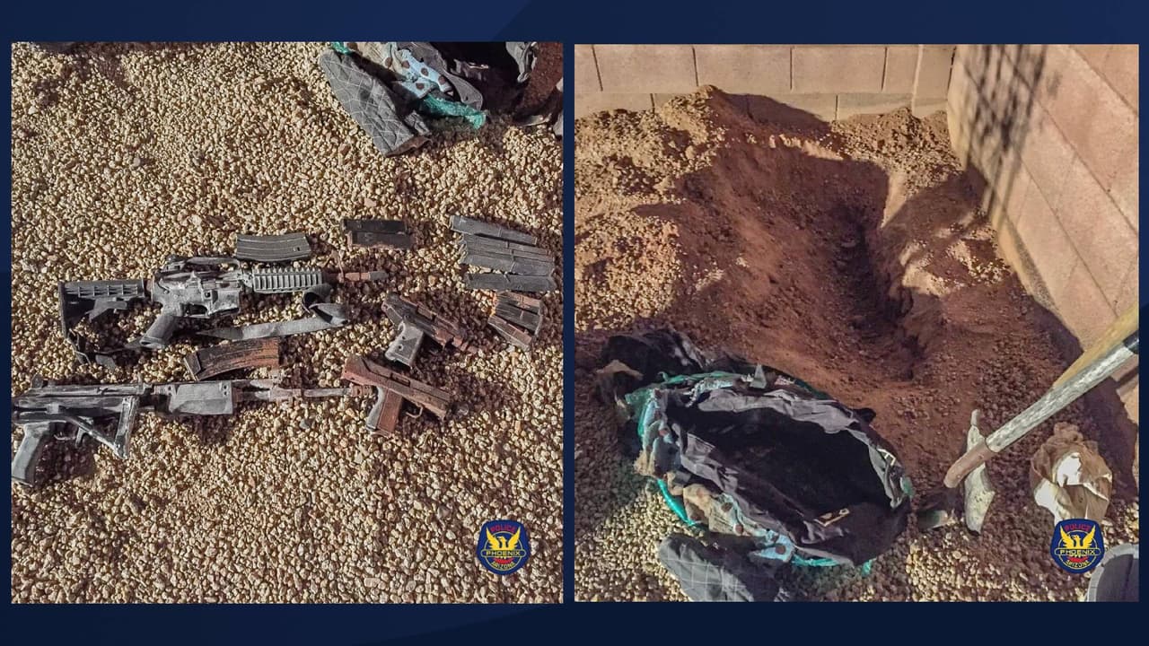 Arizonenses encuentran una bolsa llena de armas enterradas en el jardín de su casa 