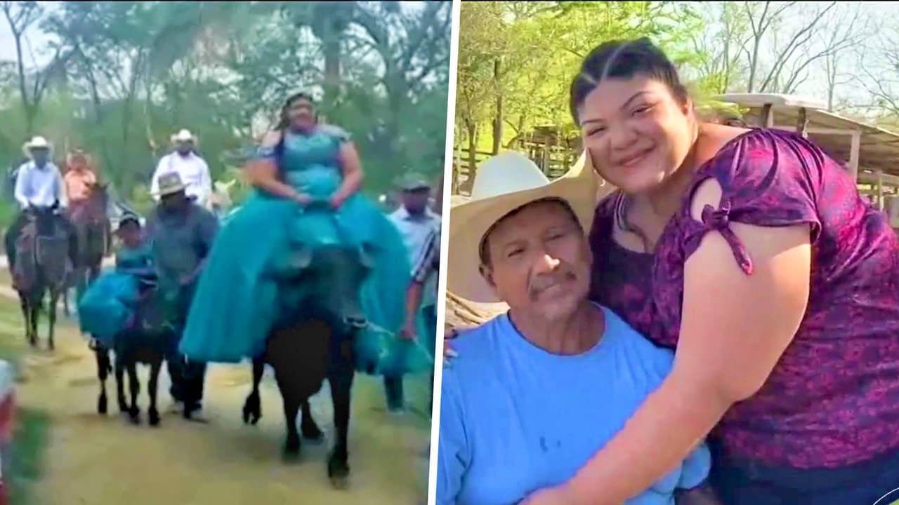 Sueño cumplido: quinceañera mexicana sorprende al entrar a su fiesta montada en un búfalo