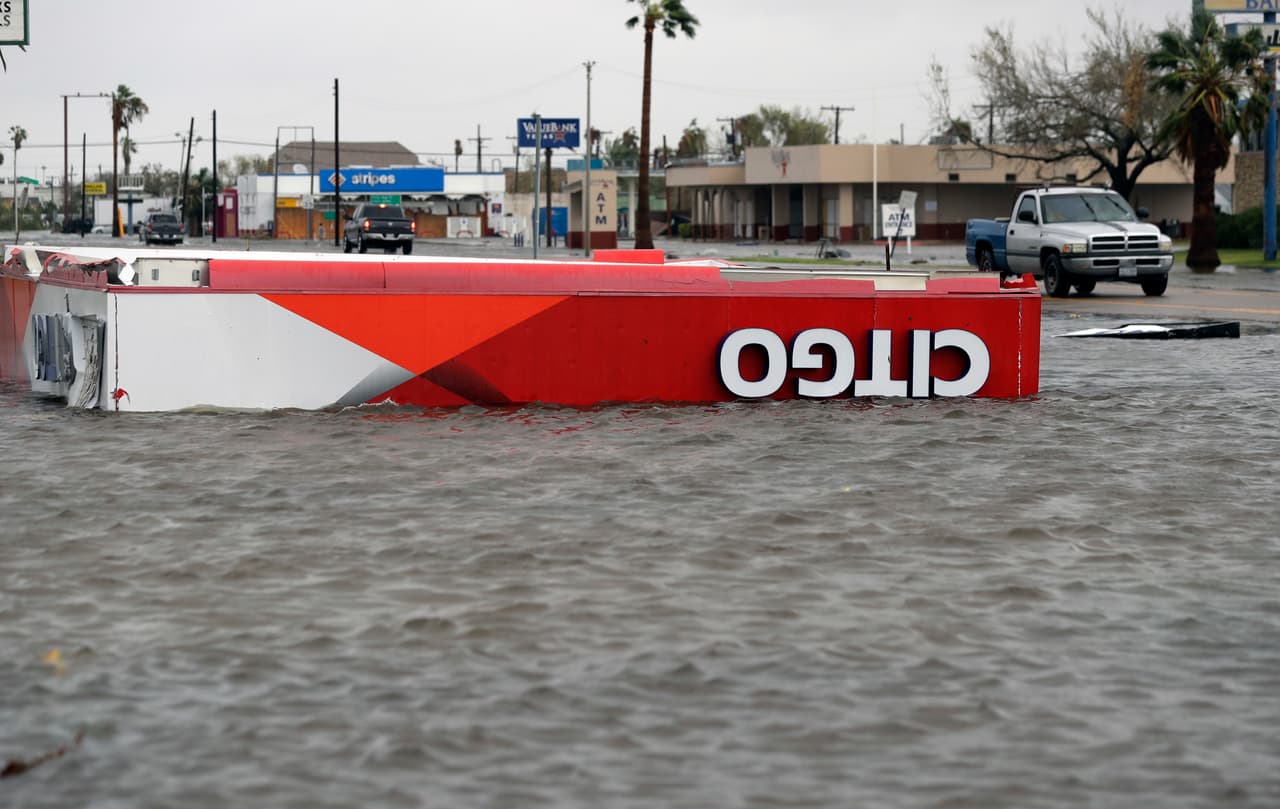 Aransas Pass, Texas, una de las primeras afectadas por las inundaciones de Harvey.