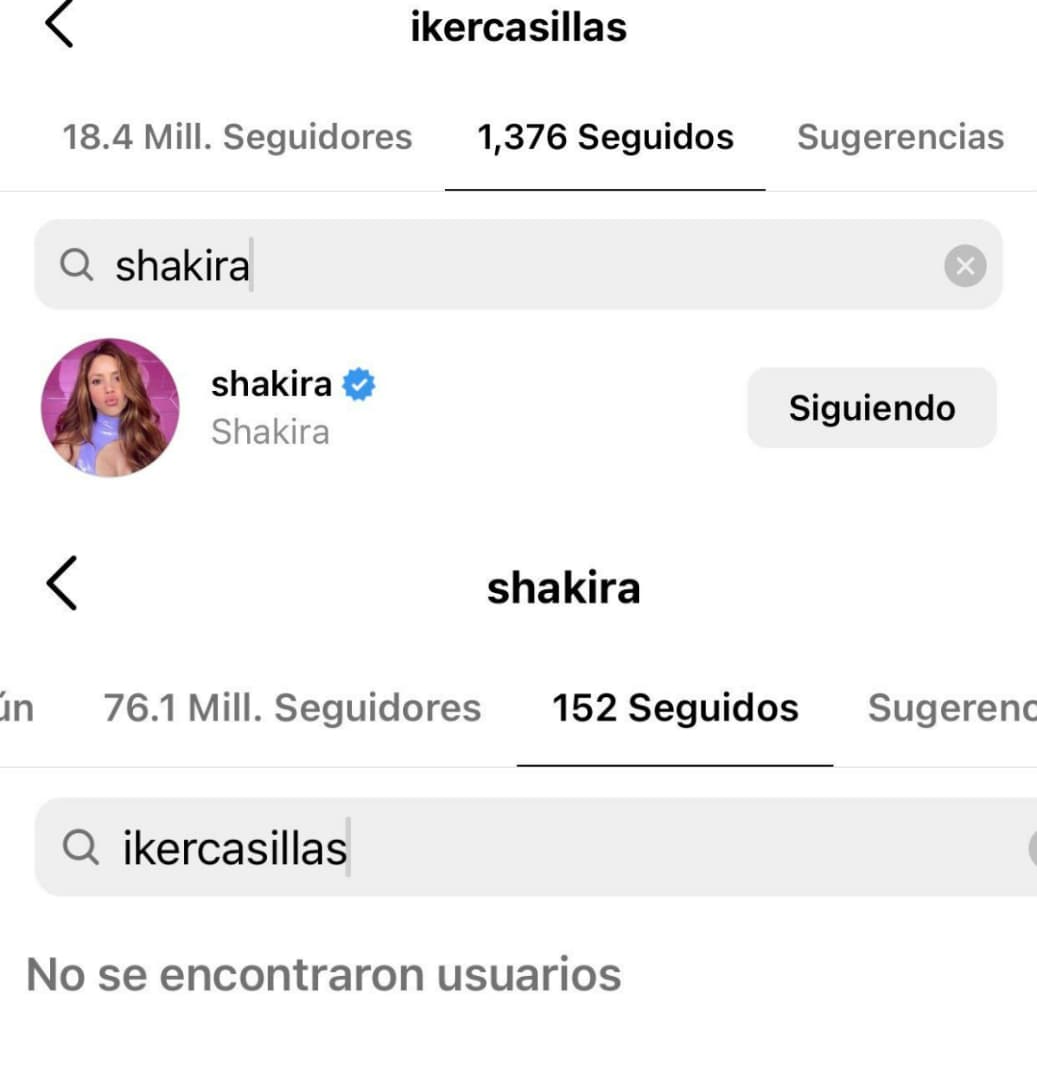 En una revisión a la cuenta de la artista se pudo comprobar que no seguía al exfutbolista hasta el mediodía de este miércoles 21 de septiembre. En cambio, él a ella sí.