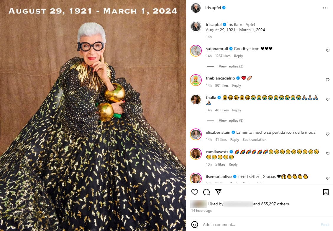 Muere Iris Apfel.