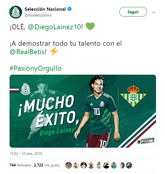 Desde la cuenta oficial de la Selección de México de fútbol, también hay buenos deseos para el tabasqueño.