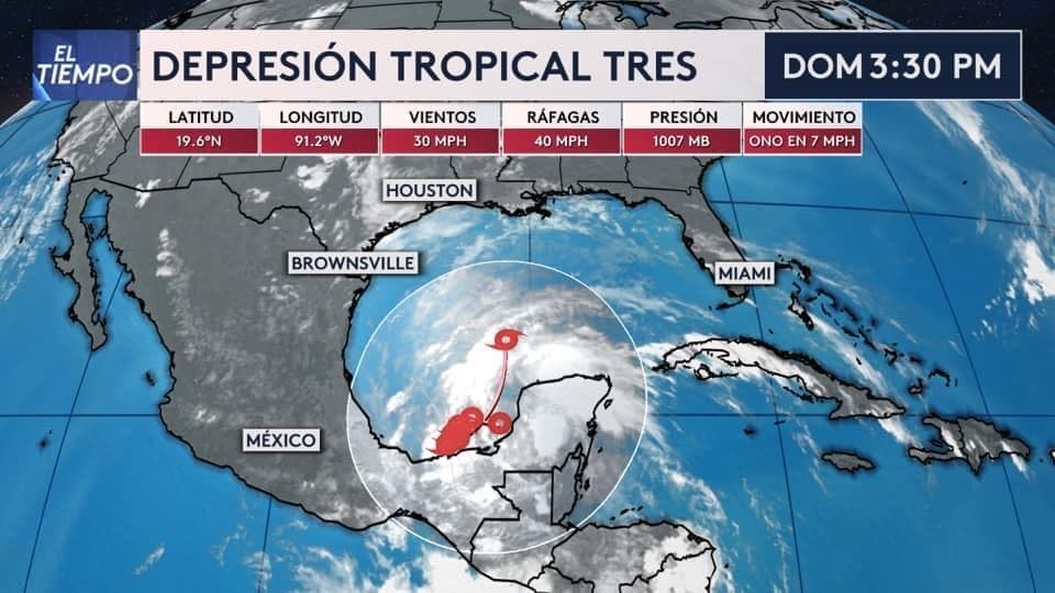 Se forma la depresión tropical Tres en el Golfo de México al inicio de la temporada de huracanes