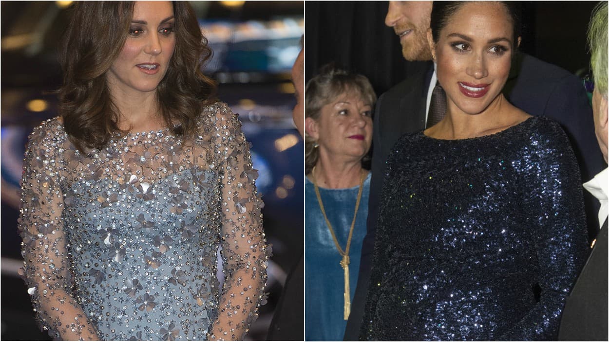 Para la ocasión, tanto Kate como Meghan eligieron acentuar su maquillaje: una dandole profundidad a los ojos con smokey eyes y la otra con los labios en rojo oscuro.