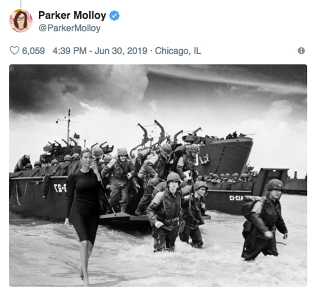 El desembarco en Normandía de las tropas aliadas. / Crédito: 
<a href="https://twitter.com/ParkerMolloy/status/1145431713222397953?" target="_blank">@ParkerMolloy/Twitter </a>
<br>
<br>
<br>
<br>